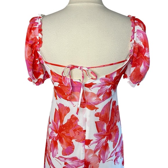 NWT‎ WAYF Felicity Floral Pink Midi Dress in Coral Pink Hibiscus, Small - Picture 5 of 9